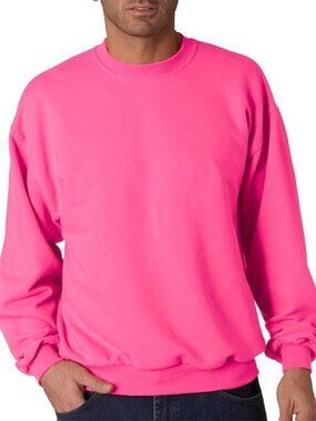 Adult 8 oz., NuBlend® Fleece Crew - NEON PINK - M